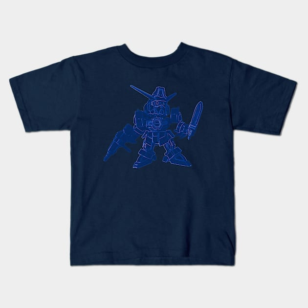 SD Gundam Blue Kids T-Shirt by northbynorthwest